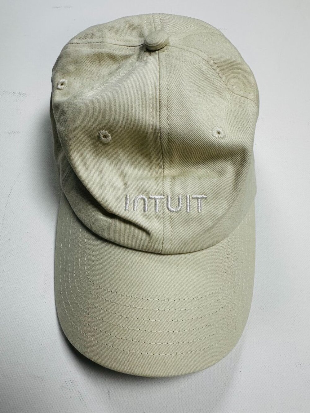 INTUIT Logo Baseball Cap Beige Cream 100% Cotton Adjustable One Size